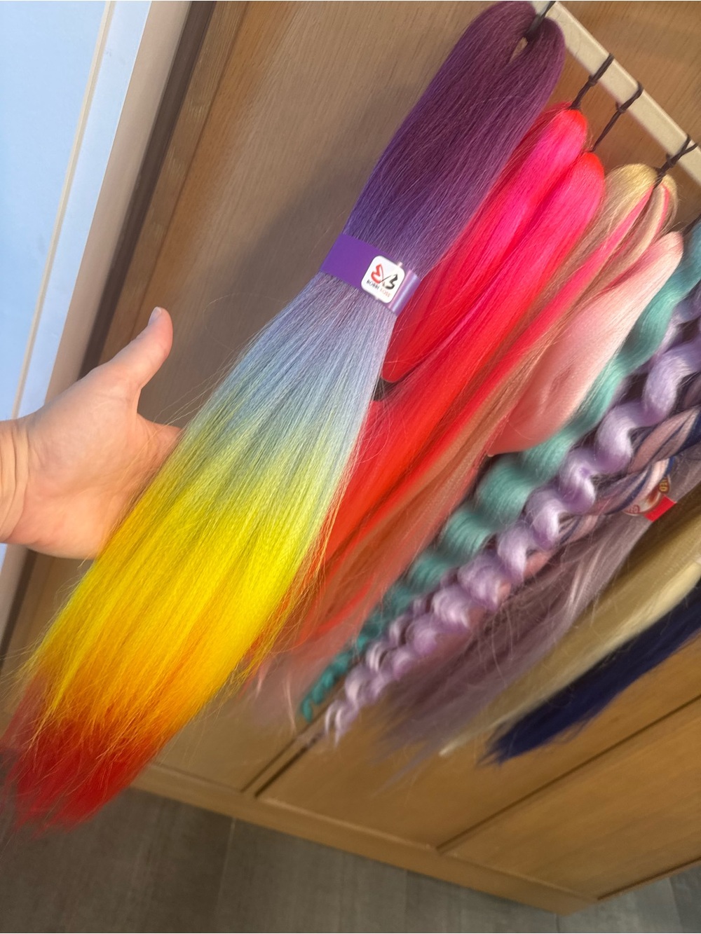 Rainbow Ombre Synthetic Hair Extension - Multicolor 54” price per bundle